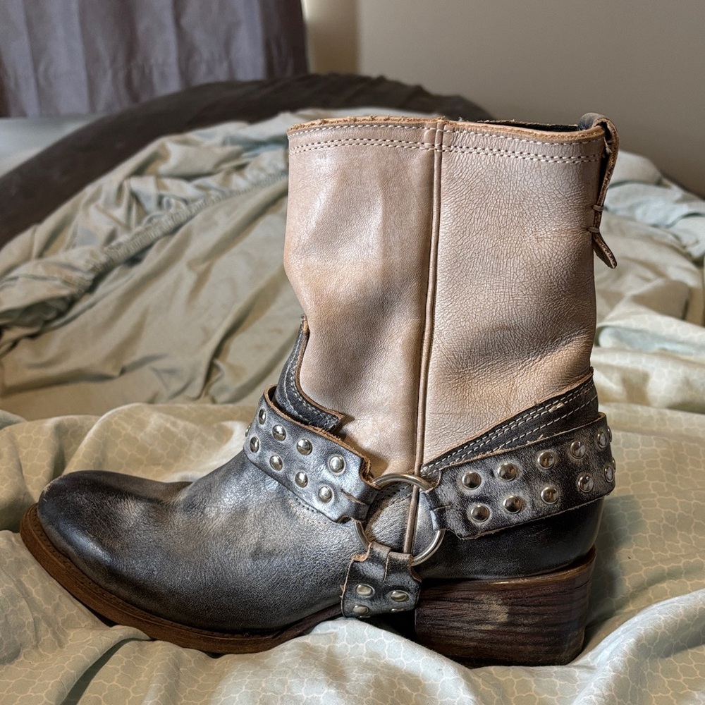 Freebird by Steven Black and Tan Leather Moto Boots